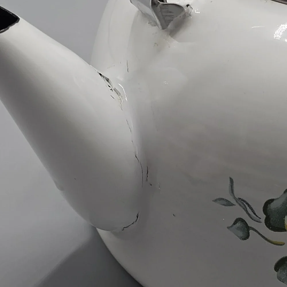 Vintage Corelle Callaway Green Ivy Tea Kettle Enamelware Cottage Grandmacore